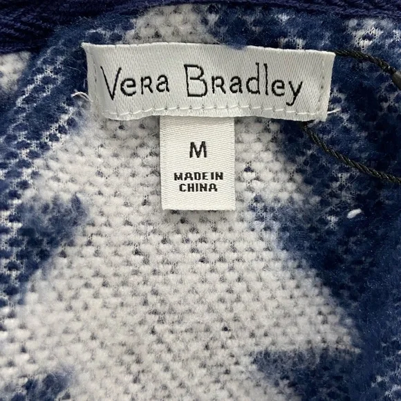 Vera Bradley Nordic Forest Fleece Sherpa Hoodie Pockets Women’s Medium NWT - Picture 8 of 9